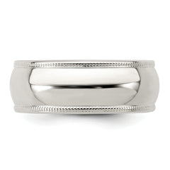 Sterling Silver 7mm Half Round Milgrain Size 13.5 Band