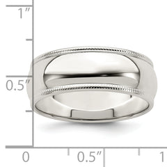 Sterling Silver 7mm Half Round Milgrain Size 13.5 Band