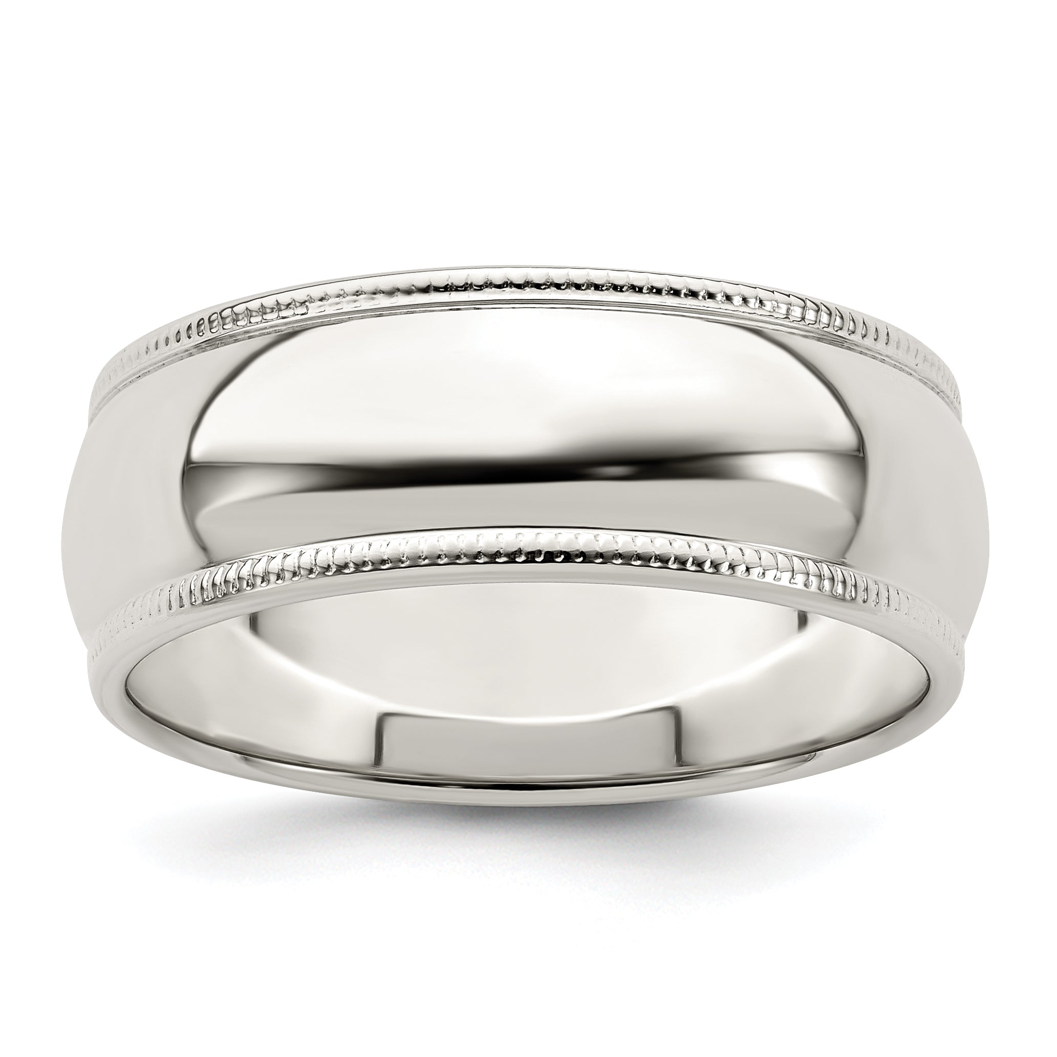 Sterling Silver 7mm Half Round Milgrain Size 12 Band