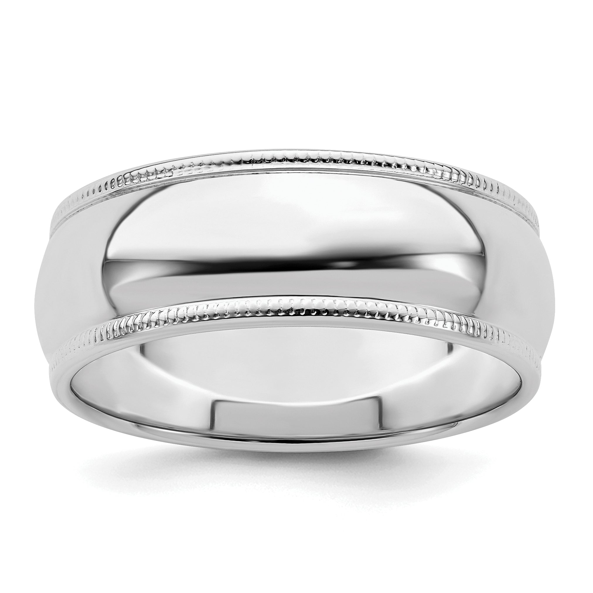 Sterling Silver Rhodium-plated 7mm Half Round Milgrain Size 13.5 Band