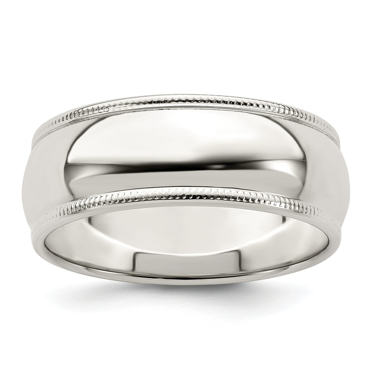 Sterling Silver 7mm Half Round Milgrain Size 12 Band