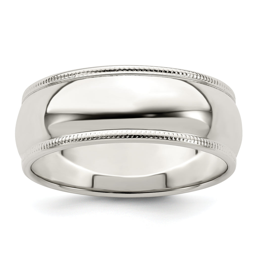 Sterling Silver Milgrain Half-Round Wedding Band 7mm