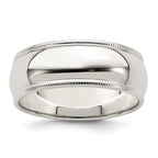 Sterling Silver Milgrain Half-Round Wedding Band 7mm