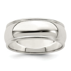 Sterling Silver 7mm Half Round Milgrain Size 12 Band