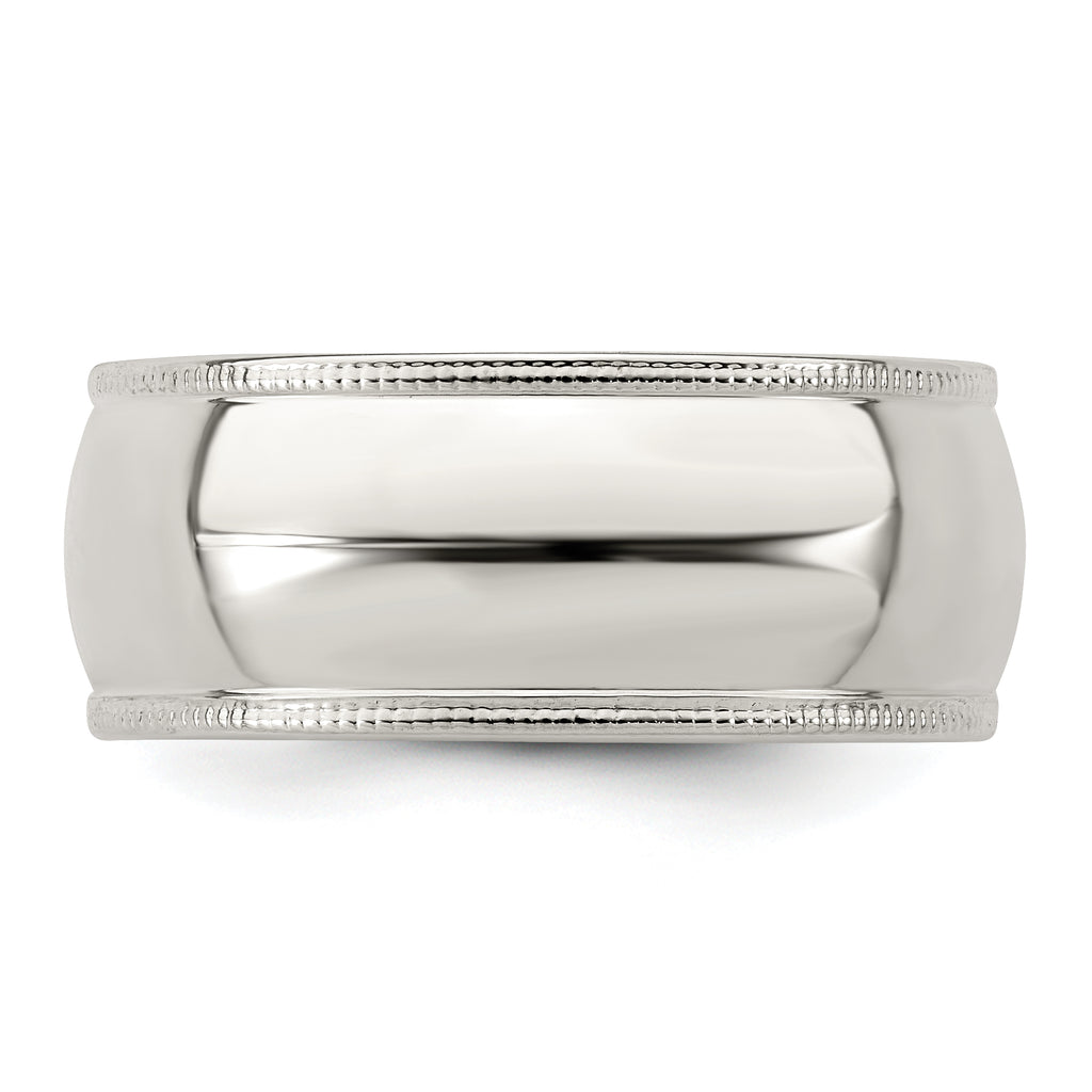 Sterling Silver 8mm Half Round Milgrain Size 7 Band