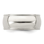 Sterling Silver 8mm Half Round Milgrain Size 7 Band