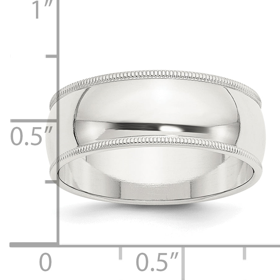 Sterling Silver Milgrain Half-Round Wedding Band 8mm