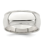 Sterling Silver Milgrain Half-Round Wedding Band 8mm - Sophia Jewelers