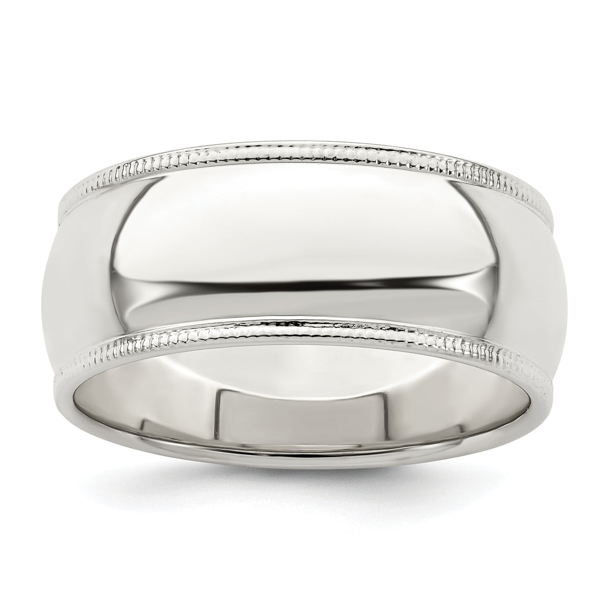Sterling Silver 8mm Half Round Milgrain Size 13.5 Band