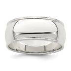 Sterling Silver Milgrain Half-Round Wedding Band 8mm