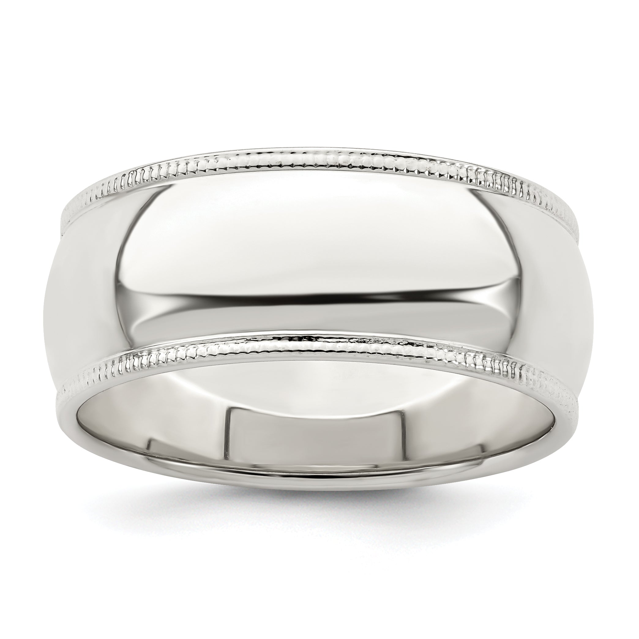 Sterling Silver 8mm Half Round Milgrain Size 7 Band