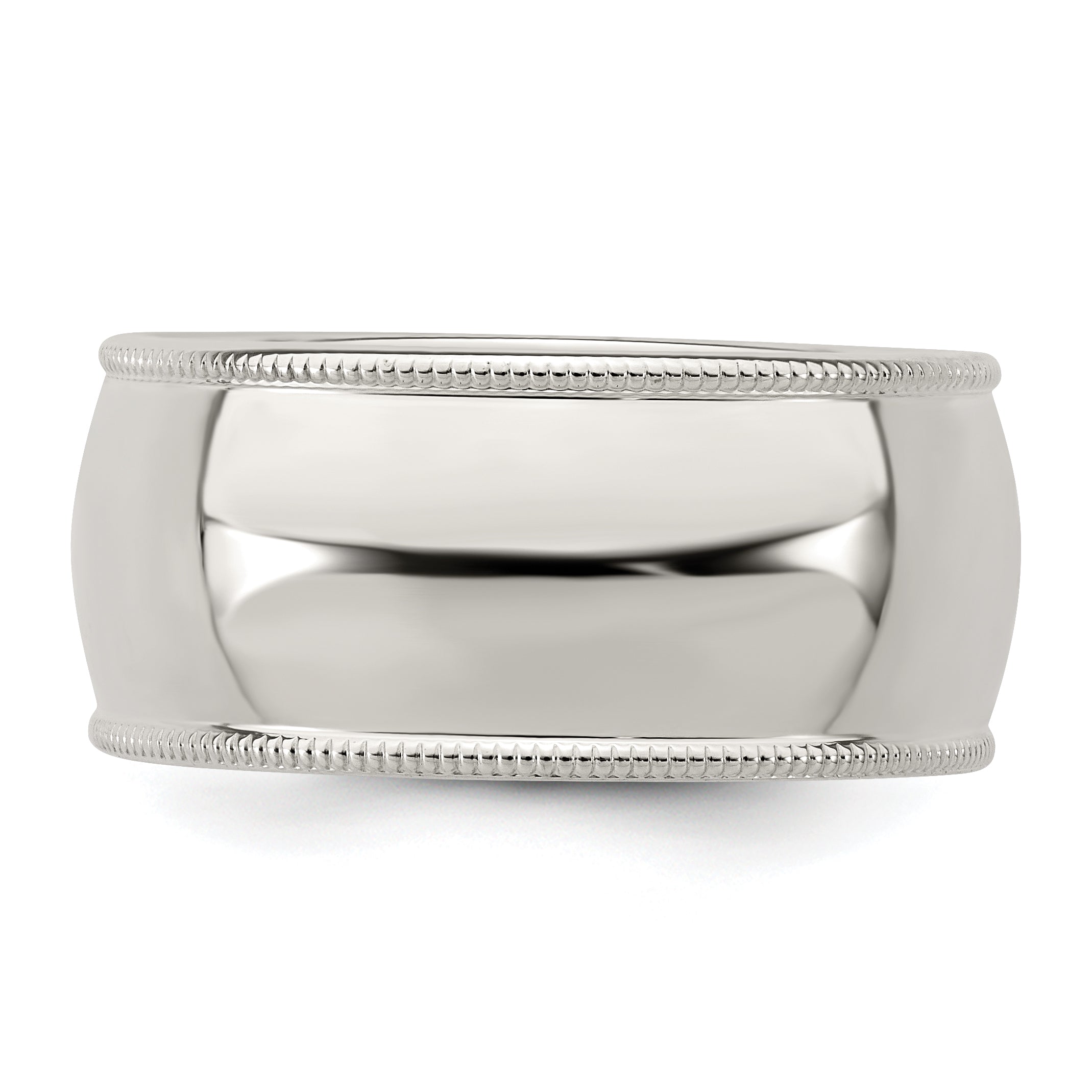 Sterling Silver Milgrain Half-Round Wedding Band 9mm