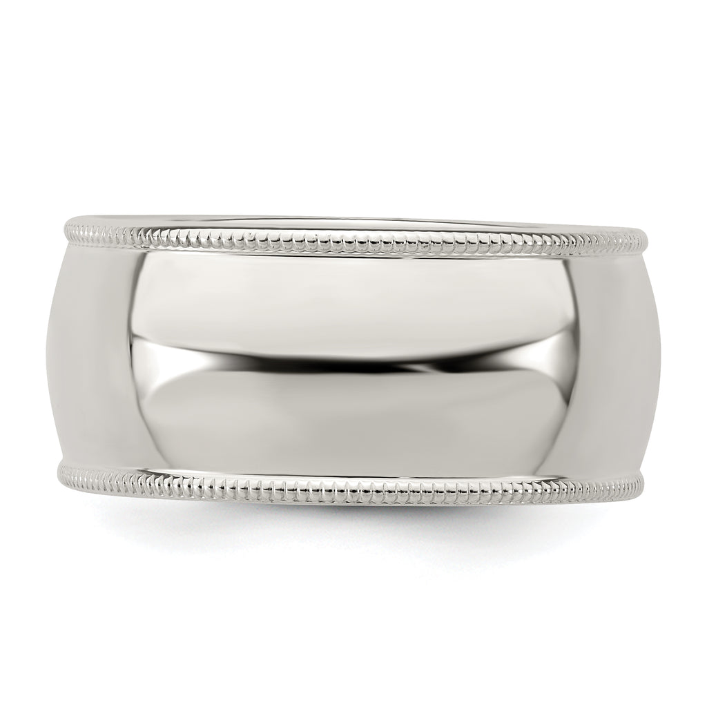 Sterling Silver 9mm Half Round Milgrain Size 4 Band