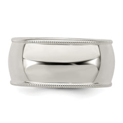 Sterling Silver 9mm Half Round Milgrain Size 13.5 Band