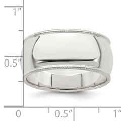 Sterling Silver 9mm Half Round Milgrain Size 13.5 Band
