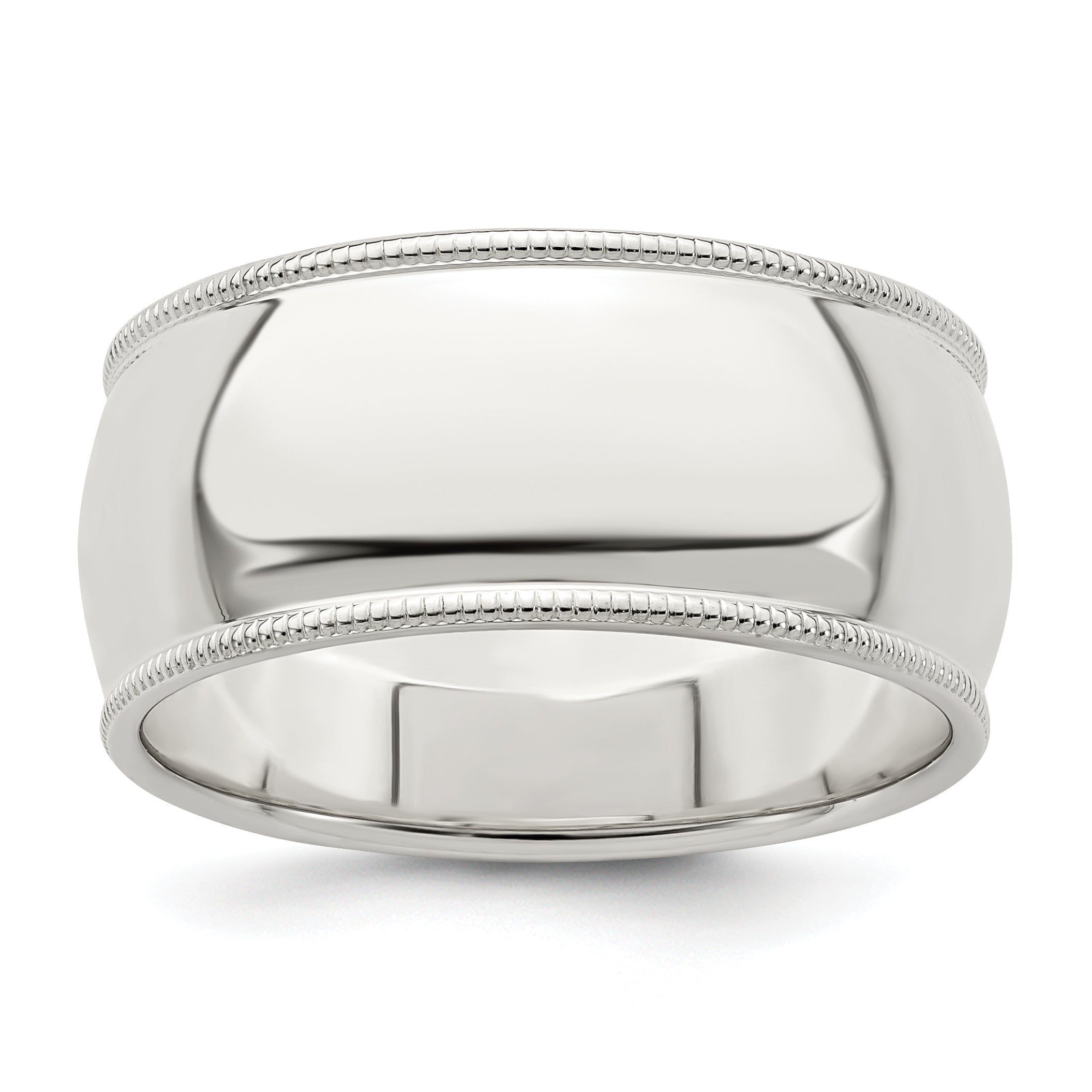 Sterling Silver Milgrain Half-Round Wedding Band 9mm