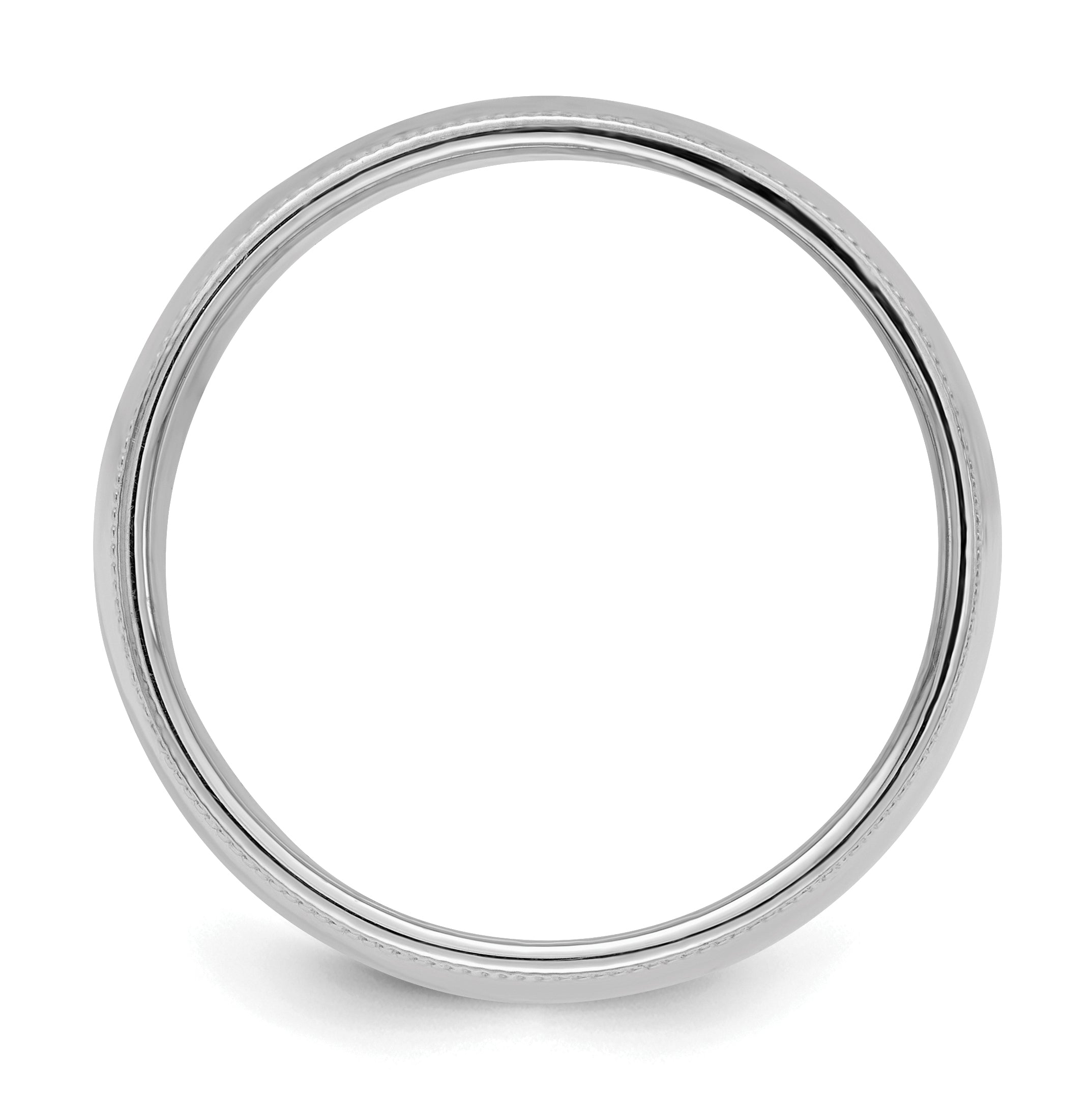 Sterling Silver Rhodium-plated 9mm Half Round Milgrain Size 13 Band