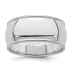 Sterling Silver Rhodium-plated 9mm Half Round Milgrain Size 13 Band