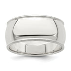 Sterling Silver Milgrain Half-Round Wedding Band 9mm
