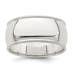 Sterling Silver 9mm Half Round Milgrain Size 12 Band