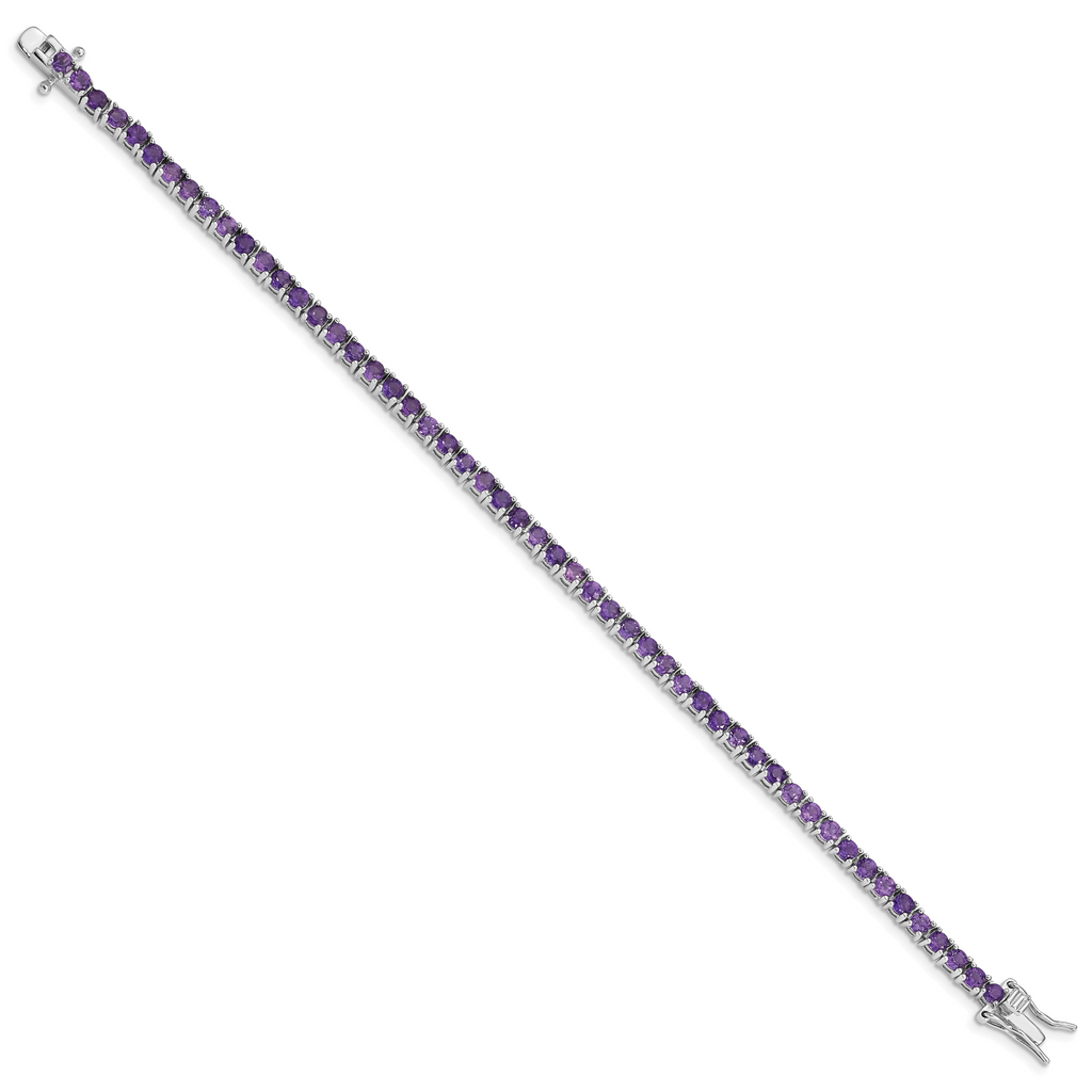 Sterling Silver Rhodium-plated Amethyst Bracelet