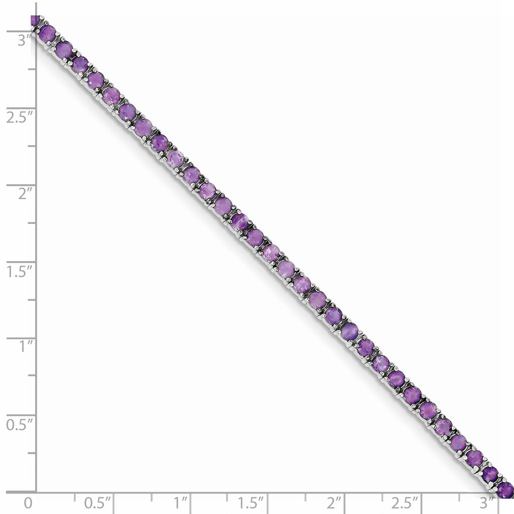 Sterling Silver Rhodium-plated Amethyst Bracelet