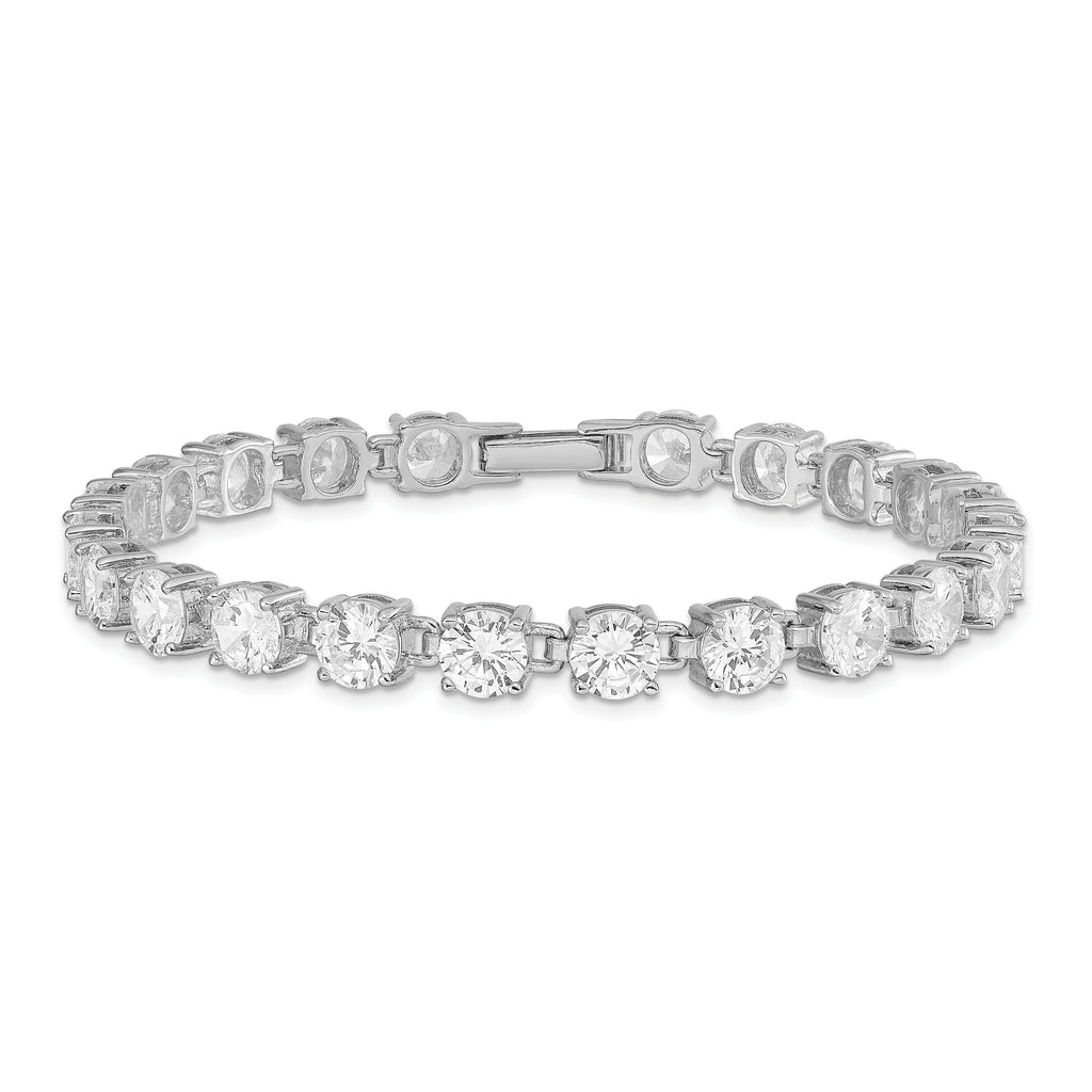 Sterling Silver Rhodium-plated 6mm CZ  7 inch Tennis Bracelet