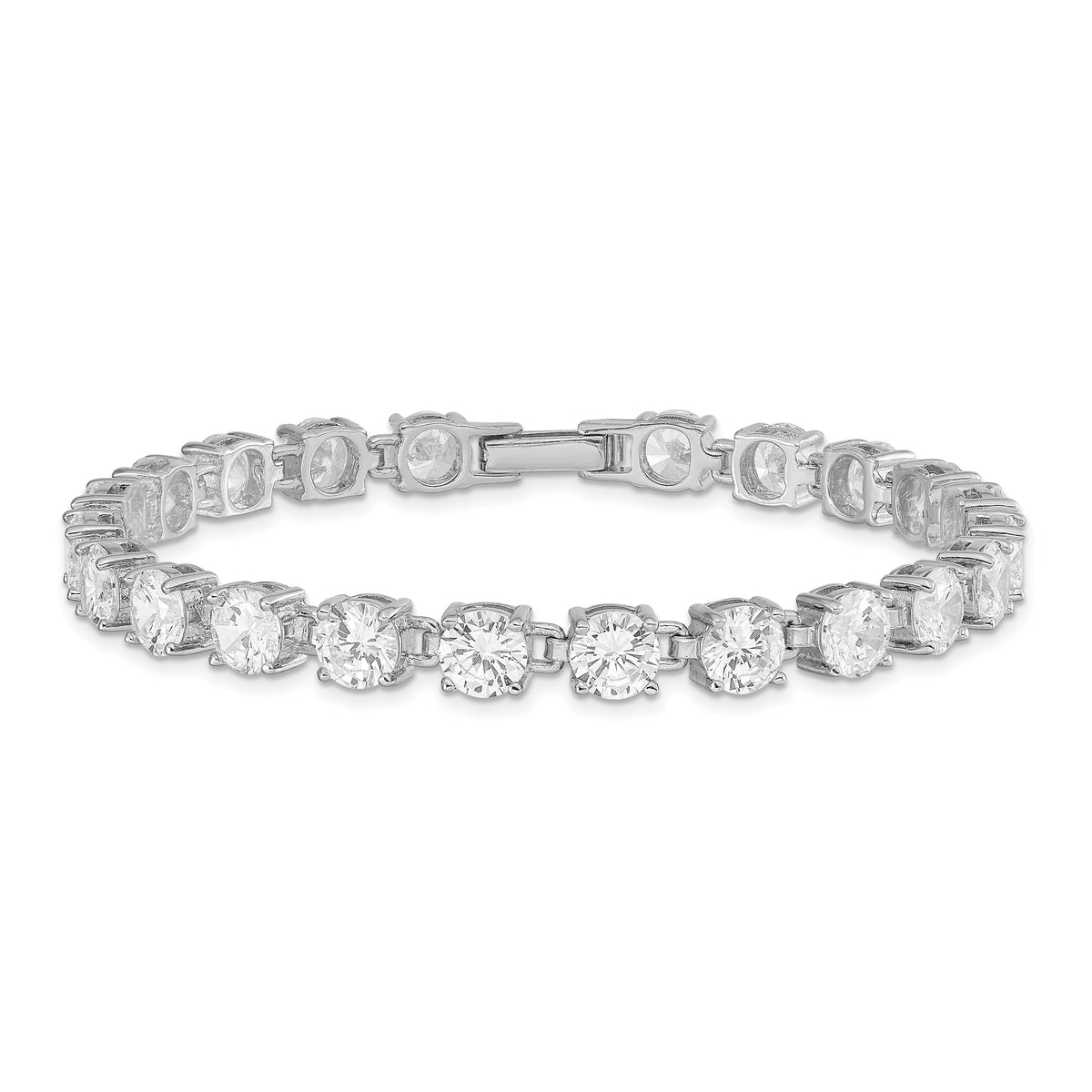 Sterling Silver Rhodium-plated 6mm CZ  7 inch Tennis Bracelet