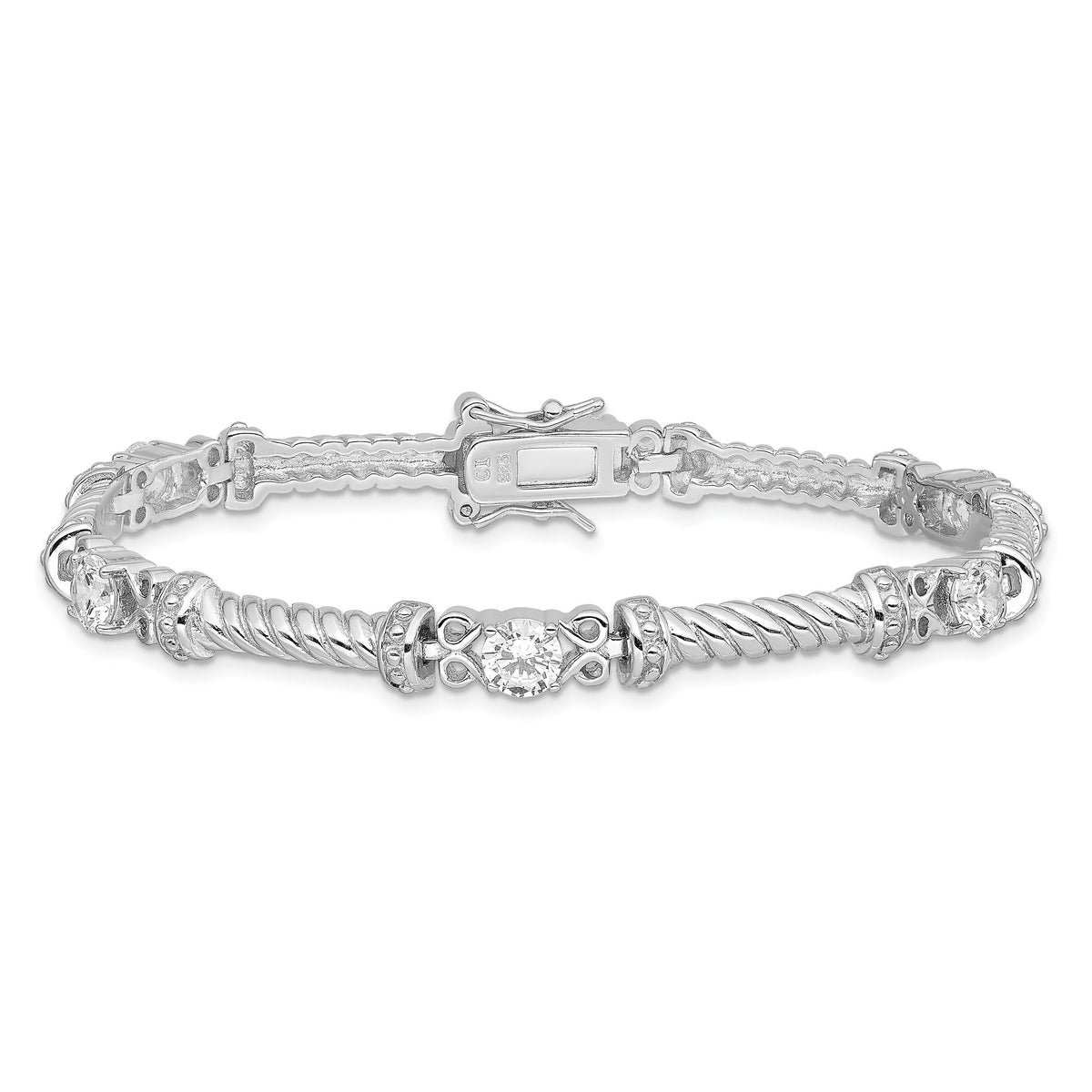 Cubic Zirconia Tennis Bracelet in Sterling Silver, 6mm, 7 Inch - Sophia Jewelers