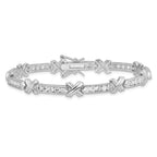 Sterling Silver Rhodium-plated CZ  -X-  7 inch Tennis Bracelet