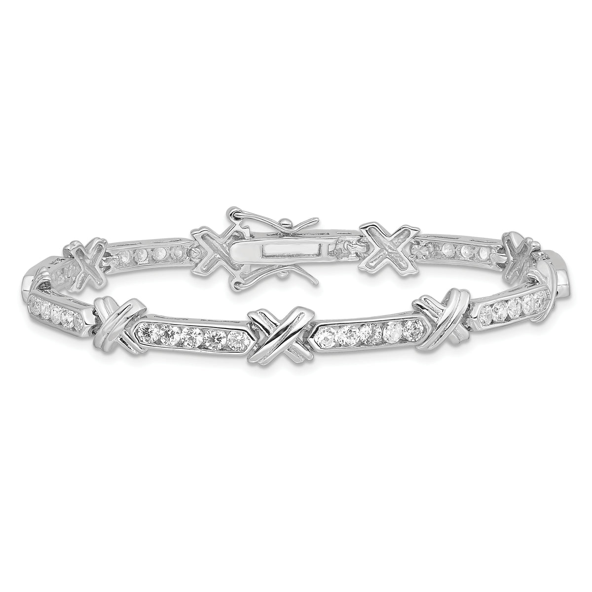 Sterling Silver Rhodium-plated CZ  -X-  7 inch Tennis Bracelet