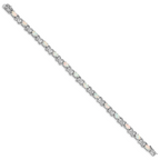 Sterling Silver Rhodium-plated 8.5 inch Created Opal XO Bracelet