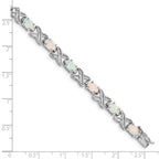 Sterling Silver Rhodium-plated 8.5 inch Created Opal XO Bracelet