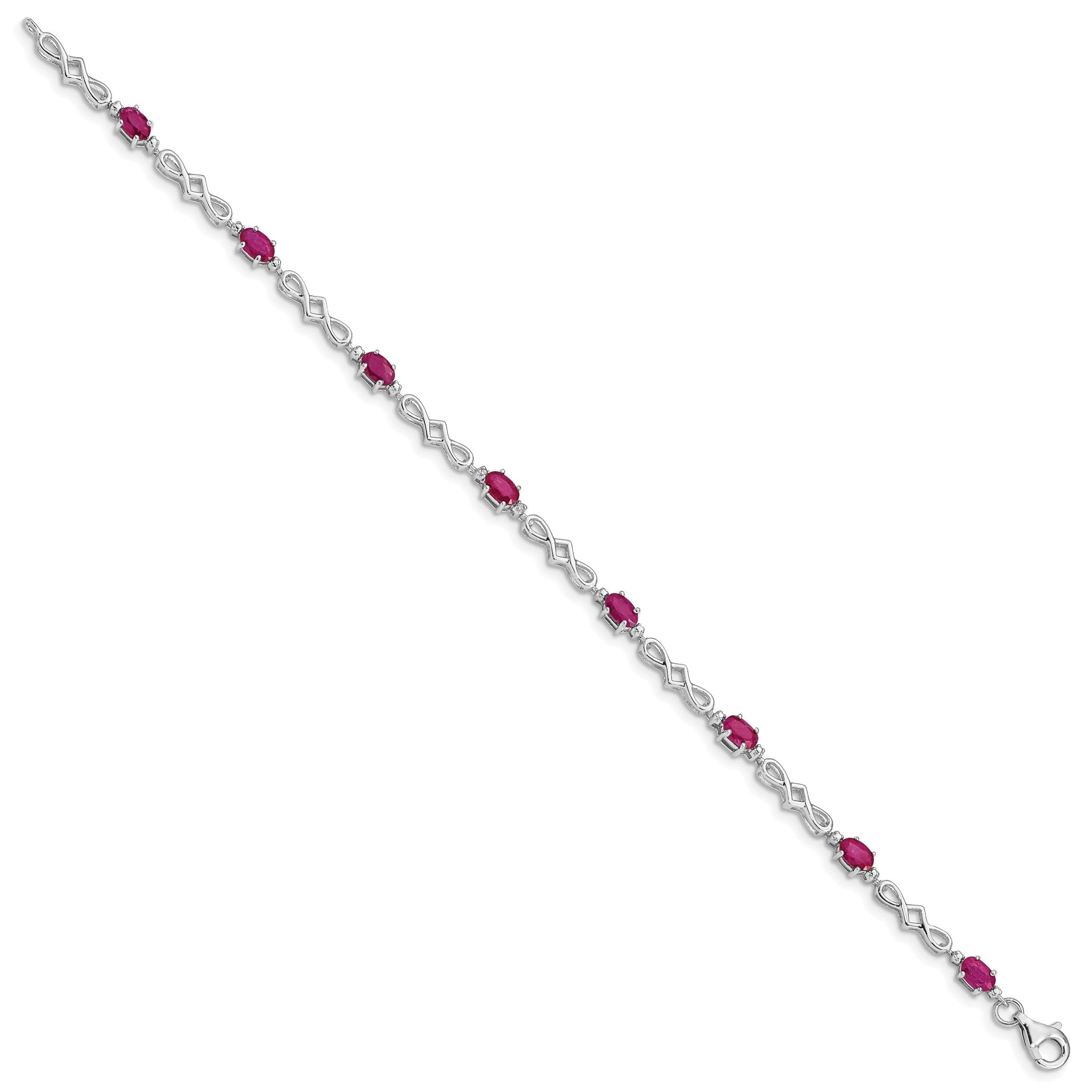 Composite Ruby & Diamond Bracelet in Sterling Silver, 4mm (0.01 ct. tw.), 7 Inch Secondary image