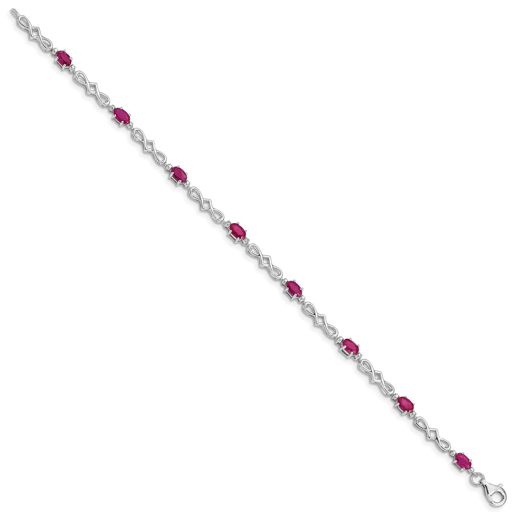 Composite Ruby & Diamond Bracelet in Sterling Silver, 4mm (0.01 ct. tw.), 7 Inch - Sophia Jewelers