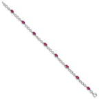 Composite Ruby & Diamond Bracelet in Sterling Silver, 4mm (0.01 ct. tw.), 7 Inch - Sophia Jewelers