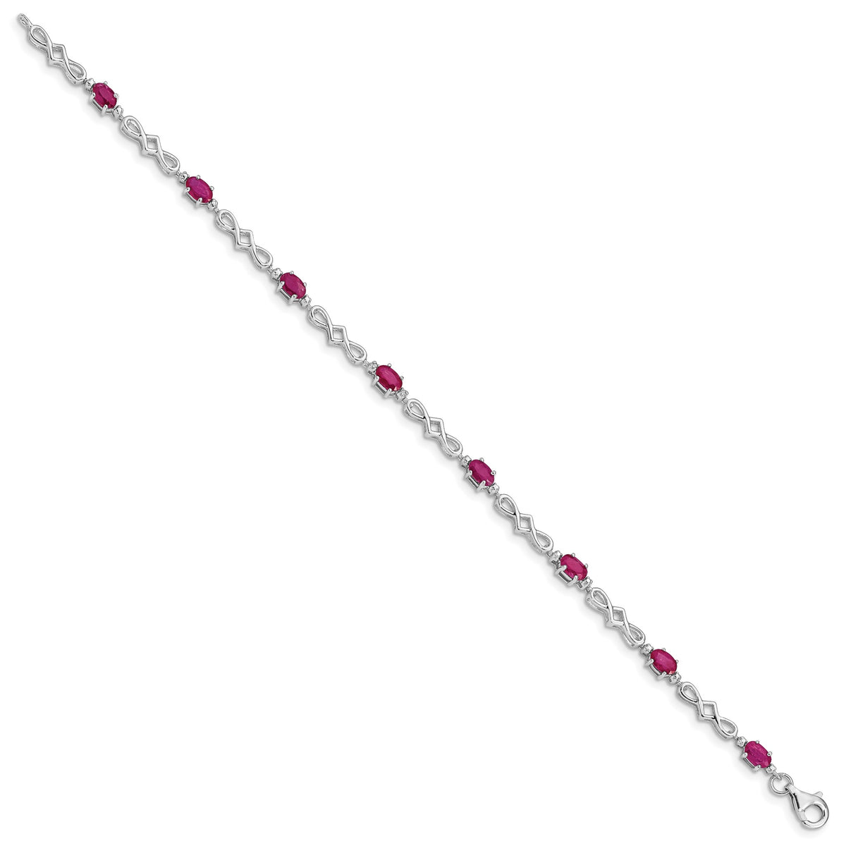 Composite Ruby & Diamond Bracelet in Sterling Silver, 4mm (0.01 ct. tw.), 7 Inch - Sophia Jewelers