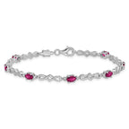 Composite Ruby & Diamond Bracelet in Sterling Silver, 4mm (0.01 ct. tw.), 7 Inch - Sophia Jewelers