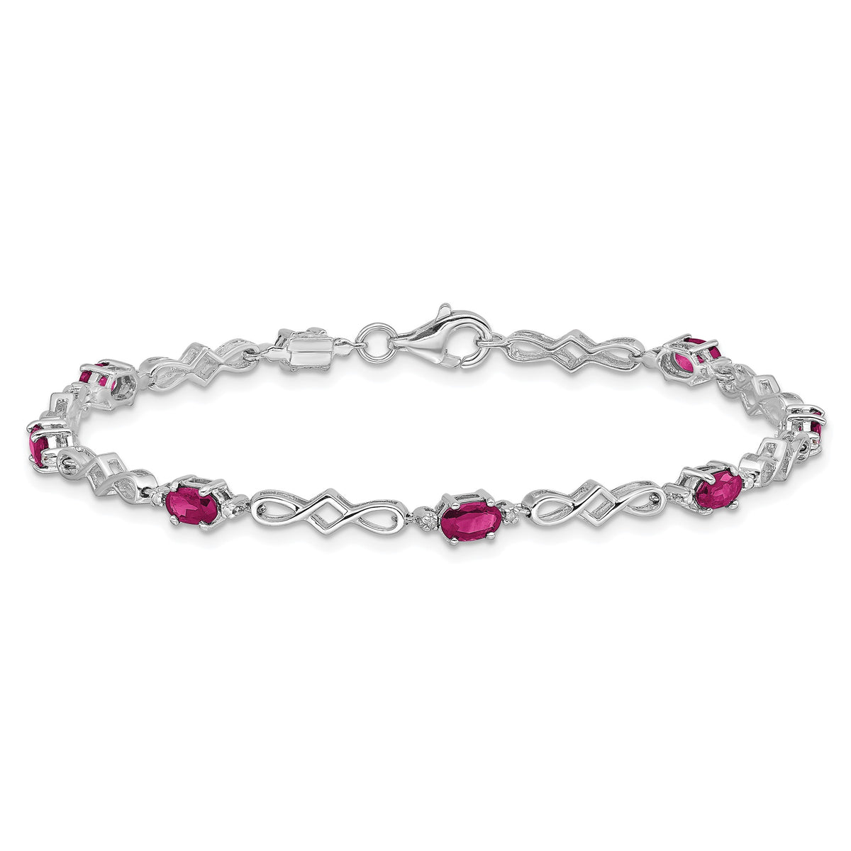 Composite Ruby & Diamond Bracelet in Sterling Silver, 4mm (0.01 ct. tw.), 7 Inch - Sophia Jewelers