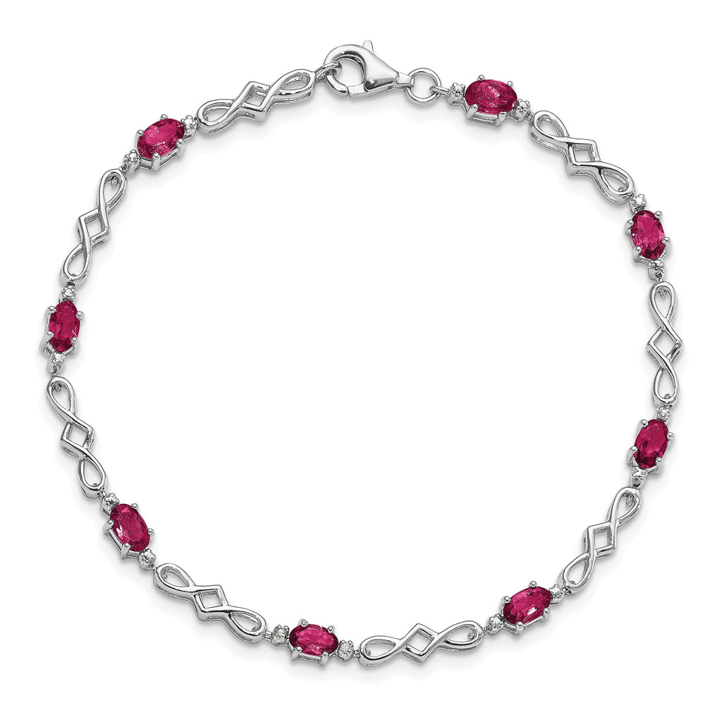 Composite Ruby & Diamond Bracelet in Sterling Silver, 4mm (0.01 ct. tw.), 7 Inch - Sophia Jewelers