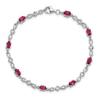 Composite Ruby & Diamond Bracelet in Sterling Silver, 4mm (0.01 ct. tw.), 7 Inch - Sophia Jewelers