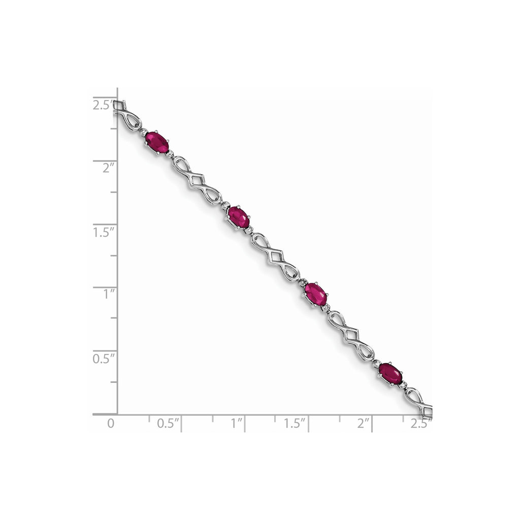Composite Ruby & Diamond Bracelet in Sterling Silver, 4mm (0.01 ct. tw.), 7 Inch - Sophia Jewelers