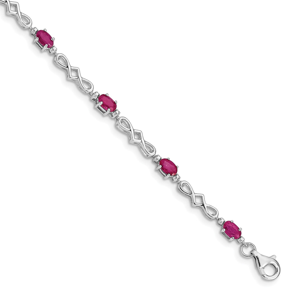 Composite Ruby & Diamond Bracelet in Sterling Silver, 4mm (0.01 ct. tw.), 7 Inch - Sophia Jewelers