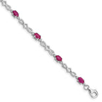 Composite Ruby & Diamond Bracelet in Sterling Silver, 4mm (0.01 ct. tw.), 7 Inch - Sophia Jewelers