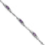 Sterling Silver Rhodium-Rhodium-Plated Amethyst and Diamond Heart 7.5in Bracelet