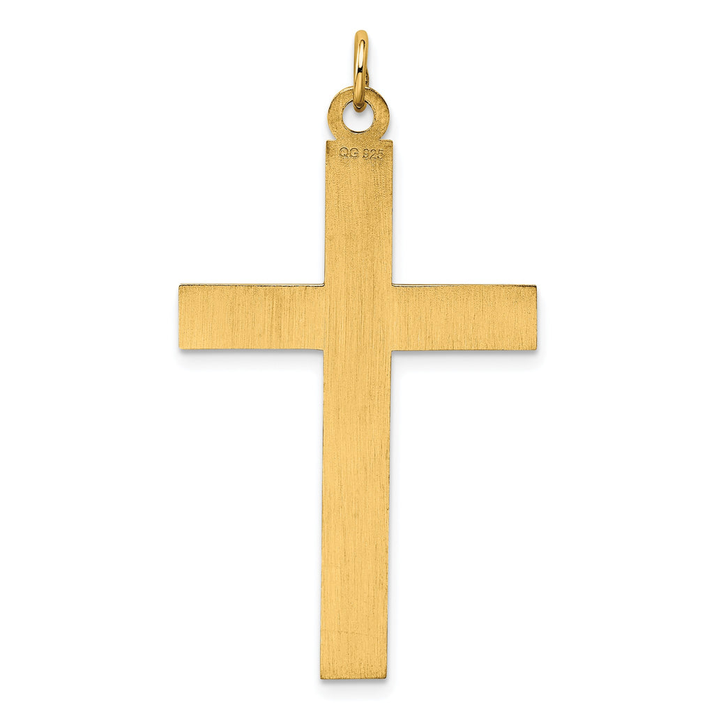 Satin and Polished Cross Pendant in Gold-Plated Sterling Silver - Sophia Jewelers