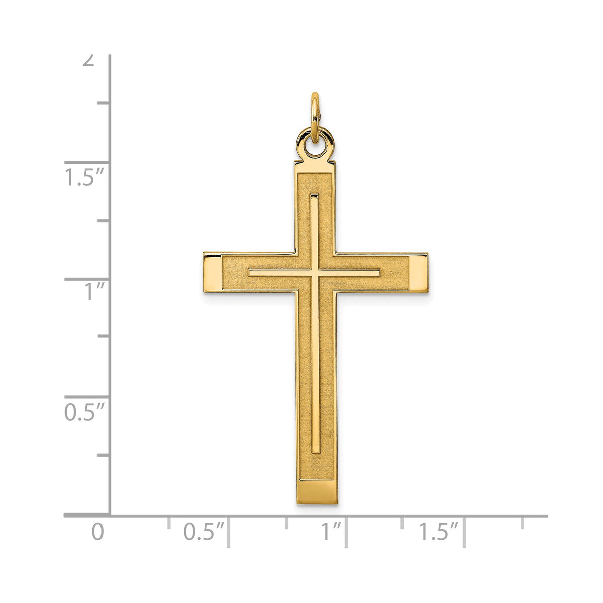 Satin and Polished Cross Pendant in Gold-Plated Sterling Silver - Sophia Jewelers