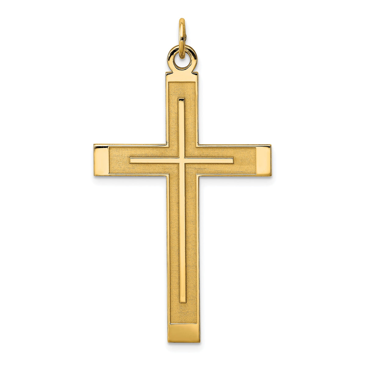 Satin and Polished Cross Pendant in Gold-Plated Sterling Silver - Sophia Jewelers