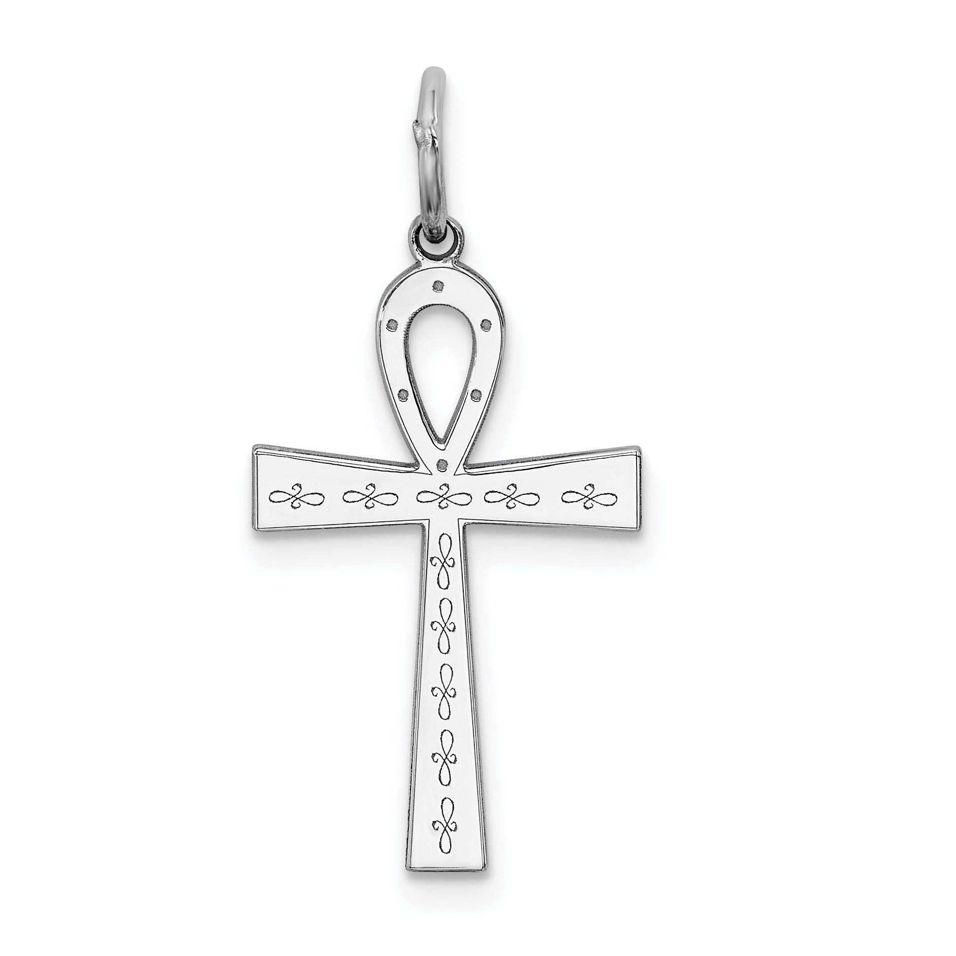Sterling Silver Rhodium-plated Laser Designed Cross Pendant Main image