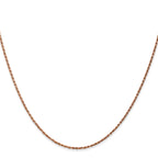 14K Rose Gold Solid Diamond-Cut Rope Chain Necklace 1mm